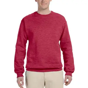 Sweat-shirt de haute qualité couleur rouge vierge sweat-shirts en coton lourd en polaire personnalisée pour hommes avec logo personnalisé