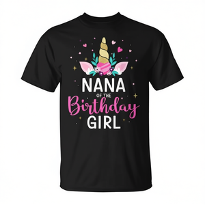 Camiseta de unicornio Nana Of The Birthday Girl, camiseta a juego para fiesta familiar - Product Image 2