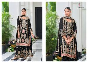 ชุดใส่ไปงานปาร์ตี้สำหรับผู้หญิงชุดสไตล์พาลาซโซปักลายสไตล์ซาลวาร์ Kameez - Product Image 3