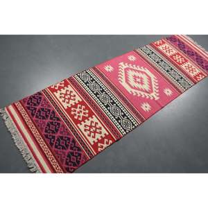 Turkish Vintage <b>Runner</b> Rug 2.5x8 ft (75x244 cm), <b>Red</b> Ombr Rug - Product Image 1