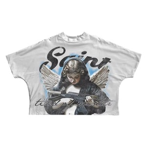 เสื้อทีเชิ๊ตผ้าฝ้าย100% สำหรับผู้ชายเสื้อแบบหยดน้ำระบายอากาศได้ดีพิมพ์ลายเต็มรูปแบบฮิปฮอปสไตล์วินเทจทรงหลวมใส่ซักได้ทั้งชายและหญิงดีไซน์ว่างเปล่า - Product Image 1