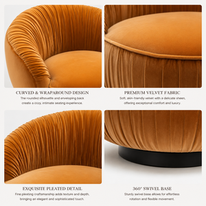 Sillón Giratorio Moderno de Terciopelo - Silla de Descanso Súper Cómoda para Sala de Estar, Dormitorio, Comedor, Oficina en Casa y Uso en Exteriores - Product Image 2