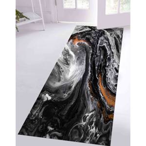 Alfombra Tradicional Negra de Lana Chenille con Diseño de Patchwork, Ecológica, con Base de Látex, para Comedor - Product Image 5