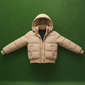Haute qualité hommes décontracté Bomber veste épais hiver chaud manteau fermeture éclair toile couleur unie en gros rembourré col montant avant - Product Image 3