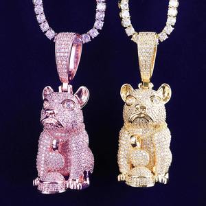Elegant Style VVS Moissanite Iced Out Pendant <b>Charm</b> Necklace With Gold Plated 925 Silver Bling <b>Dog</b> Design Jewelry At Low Price - Product Image 1