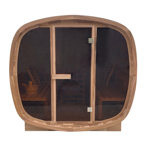 Sauna Tradicional de Vapor para 2-4 Personas, Construcción con Paneles de Cedro Rojo, Sauna Cuadrada con Puertas de Vidrio Tintado - Product Image 5