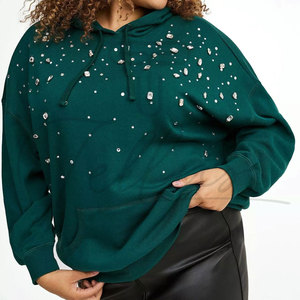 Wholesale Factory Custom Rhinestone Knitted Eco-Friendly Hooded Spandex Nylon Women's Hoodie New Arrival Front Logo Quick Dry - Product Image 1