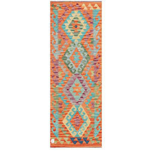 Alfombra Kilim de Maimana, Afganistán, 174 x 63 cm, Alfombra Afgana Tradicional Hecha a Mano - Product Image 1