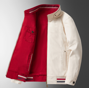 Veste bomber réversible pour homme, fermeture éclair, en coton 100% délavé, style décontracté pour le travail, disponible en stock - Product Image 4