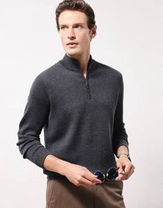Fabricant sur mesure pour hommes 100% coton demi-col zippé pour polo pull-over tricot cachemire avec logo avant - Product Image 5