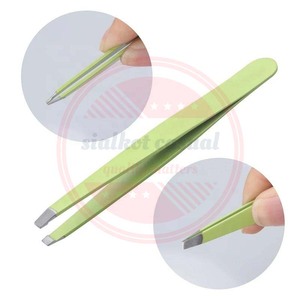 Pinzas para cejas inclinadas de acero inoxidable personalizadas al por mayor, herramientas para pinzas para cejas superventas - Product Image 4