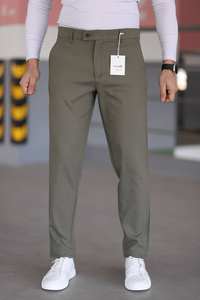 Pantalon habillé décontracté pour homme, coupe droite, taille plus, marron, confortable, en coton de poids moyen, mi-hip-hop, imperméable - Product Image 2