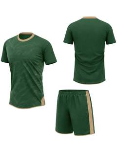 Conjunto de Camiseta y Pantalones Cortos de Fútbol Personalizados en Verde Oscuro y Beige, Transpirables, de Poliéster, para Entrenamiento, Partidos y Deportes de Equipo - Product Image 1