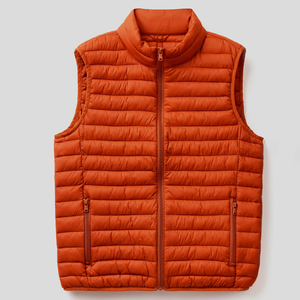 Durable Mens Canvas Thin Puffer <b>Vest</b> with Stand Collar Windproof Waterproof for Cold Weather Outdoor Use - Product Image 1