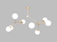 Lustre Sputnik en laiton, style moderne du milieu du siècle, huit bras, abat-jour en métal, lumière LED, élégant luminaire de plafond rétro pour la maison, le bureau