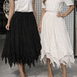 Falda Midi de Algodón Muselina para Mujer |   Tela Suave de Verano en Color Liso |   Ligero y Transpirable |   Cintura Elástica |   Estilo Elegante - Product Image 1