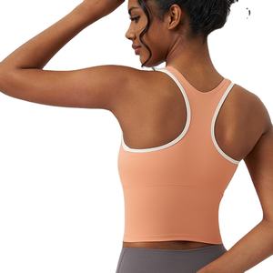 Nouveaux débardeurs de sport pour femmes 100% coton Shorts de yoga Fitness rembourrés Dos nageur Tricotés avec soutien-gorge intégré Casual Été - Product Image 4