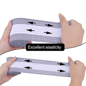 Gym Adjustable Sports <b>Elastic</b> <b>Knee</b> Wraps Powerlifting Heavy Duty Fitness <b>Knee</b> <b>Support</b> Wraps Grey and White <b>Knee</b> Wraps - Product Image 5