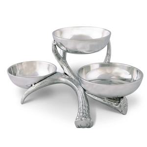 Bol de service à 3 compartiments en métal fait à la main, design antique, de haute qualité, en aluminium, élégant et élégant. - Product Image 1