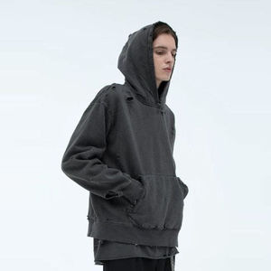 Sudadera con capucha cuadrada de alta calidad de Pakistán Diseño desgastado Ropa de calle de algodón pesado con último diseño de tela polar - Product Image 3