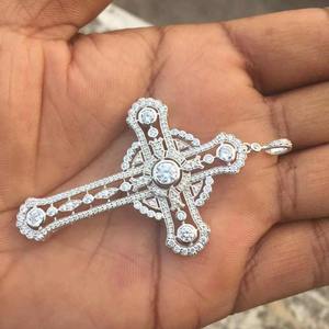 Suministro Directo de Fábrica, Colgantes Hip Hop con Moissanita VVS de Corte Brillante, Unisex, Chapados en Plata Antigua, Joyería Fina con Incrustaciones de Diamantes - Product Image 3