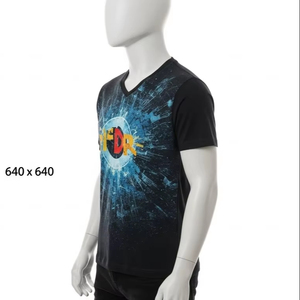 Camisetas de Cuello en V de Poliéster y Algodón Comprimido, Impresión Digital, Tela Elástica, Logotipo Personalizado, Uso Diario, Moda Casual - Product Image 3