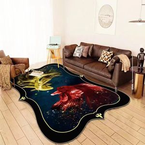 Alfombra Moderna Personalizada para Piso Suave, Alfombra de Gran Área con Forma Irregular, de Felpa de Cristal, con Reverso Antideslizante para Sala de Estar, Estampada - Product Image 5