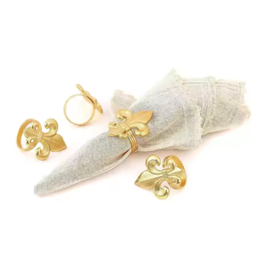 Servilleteros de diseño único para mesa de cena 2025, soporte de tejido al por mayor, decoración del hogar, anillo de oro, servilletero directo de fábrica - Product Image 1