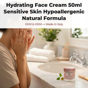 Crème hydratante pour le visage 50 ml pour peaux sensibles, formule naturelle hypoallergénique, OEM, marque privée, Italie, hydratant RedMoringa pour hommes - Product Image 2