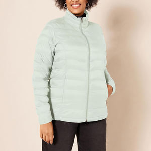 Veste matelassée légère pour femme, col montant, manteau d'hiver chaud, vêtement d'extérieur rembourré, veste élégante vert menthe avec fermeture éclair intégrale - Product Image 4