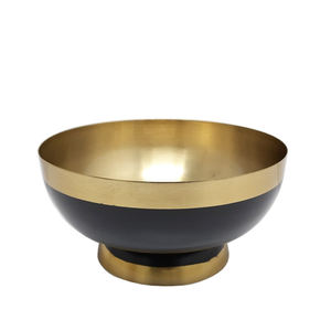Design attrayant de la meilleure qualité Bol de service en métal de couleur or et noir unique avec base martelée de forme ronde d'Inde - Product Image 1
