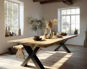 Table à manger carrée moderne en bois massif faite à la main meubles écologiques pour la décoration intérieure campagnarde - Product Image 3