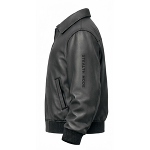 Chaqueta de Cuero Negra con Detalles en Lona para Hombre, Estilo Bomber Techwear, Personalizada, con Bordado, Estilo Punk, Urbano, Hip Hop, Varsity, para Invierno - Product Image 6
