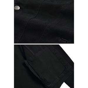 Veste en jean enduite de haute qualité 2023 avec logo personnalisé veste en jean cirée noire pour hommes - Product Image 4