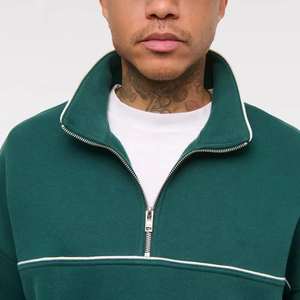 Demi-fermeture éclair Épaule tombante Sportswear Tech Polaire Col haut Quart Zip Pull pour hommes Logo personnalisé Quart Zip Sweat - Product Image 4