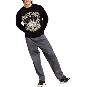 Maglione da Uomo Royalty by Maluma, Taglia Grande, Nero, in Jacquard Birdseye con Logo, Vestibilità Comoda e Decorazione Ricamata - Product Image 1