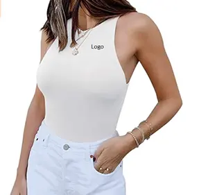 Body Sexy sin mangas con espalda de carreras para mujer, Top con cuello Halter, camisetas sin mangas simples pero a la moda para cualquier ocasión