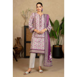 Conjunto de 3 Piezas WNS-52069, Salwar Kameez de Algodón Khaddar Estampado, Vestido Pakistaní para Festivales con Dupatta, Ropa Festiva India - Product Image 3