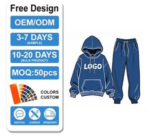 Ensembles de pantalons de survêtement brodés avec logo personnalisé et sweat à capuche zippé Streetwear survêtement zippé vintage survêtement deux pièces pour hommes - Product Image 4