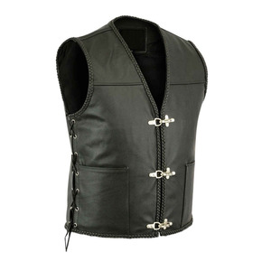 Más vendido 2025 nuevo diseño personalizado Chaleco de motorista de carreras sin mangas para hombre Chaleco de invierno de cuero genuino de motocicleta profesional - Product Image 2