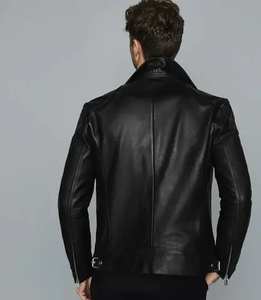 Chaqueta de piel de oveja de alta calidad para hombre, recién llegada, diseño informal de motorista marrón para invierno, chaqueta de moto de cuero genuino - Product Image 6