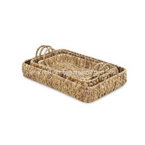 Bandeja DE SERVICIO DE jacinto de agua rectangular vietnamita de alta calidad con asa, venta al por mayor, comida tejida a mano para bandeja de desayuno, decoración del hogar - Product Image 6