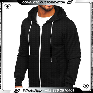 Meilleur prix Sweats à capuche de haute qualité pour hommes Zipper-Up Oversized Plain Dye Impression numérique Plus Size Puff Technique - Product Image 4