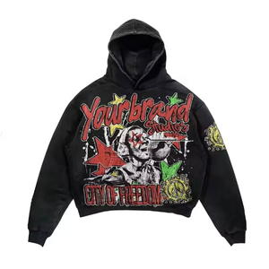 <b>Men's</b> Professional Design Fleece <b>Hoodie</b> Casual Woven Street Style Screen Printed Loose Fit Wholesale for Autumn - Product Image 5