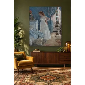 Fida Gervex Femme en blanc se retournant vers le miroir Impression sur toile - Product Image 5