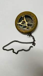 Calvin Handicrafts "Boussole à cadran solaire en laiton avec étui en cuir et chaîne-Boussole à pousser-Vieille - Product Image 5