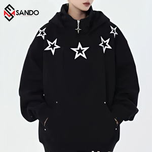 เสื้อฮู้ดดี้ผู้ชายคุณภาพสูง ผ้าฝ้าย 100% สำหรับฤดูหนาว สกรีนโลโก้แบบนูน 3 มิติ  ขนาดอเมริกา  แบบเรียบ - Product Image 1