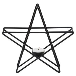 Portavelas de Metal en Forma de Estrella, Color Negro, con Diseño de Alambre Elevado, para Decoración del Hogar en Ramadán - Product Image 1