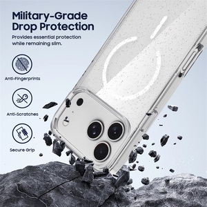 Source Manufacturer 2.5mm Glitter Clear PC Magnetic Case Anti Yellow for iPhone 17 <b>18</b> Pro Max - Product Image 5