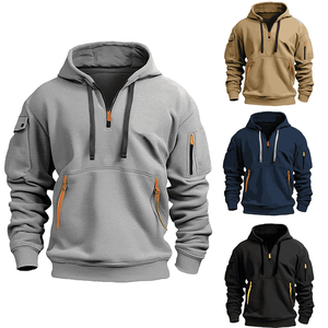 New Arrival Slim Fit Casual Thermal <b>Quarter</b> <b>Zip</b> Printing Hoodies Outdoor Wear Plain Color 3D <b>Quarter</b> <b>zip</b> Printing Hoodies - Product Image 2